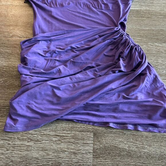 EUC Jacquemus La Robe Espelho Court Cupro Mini Dress Purple XL Cutout Bodycon - Picture 15 of 16